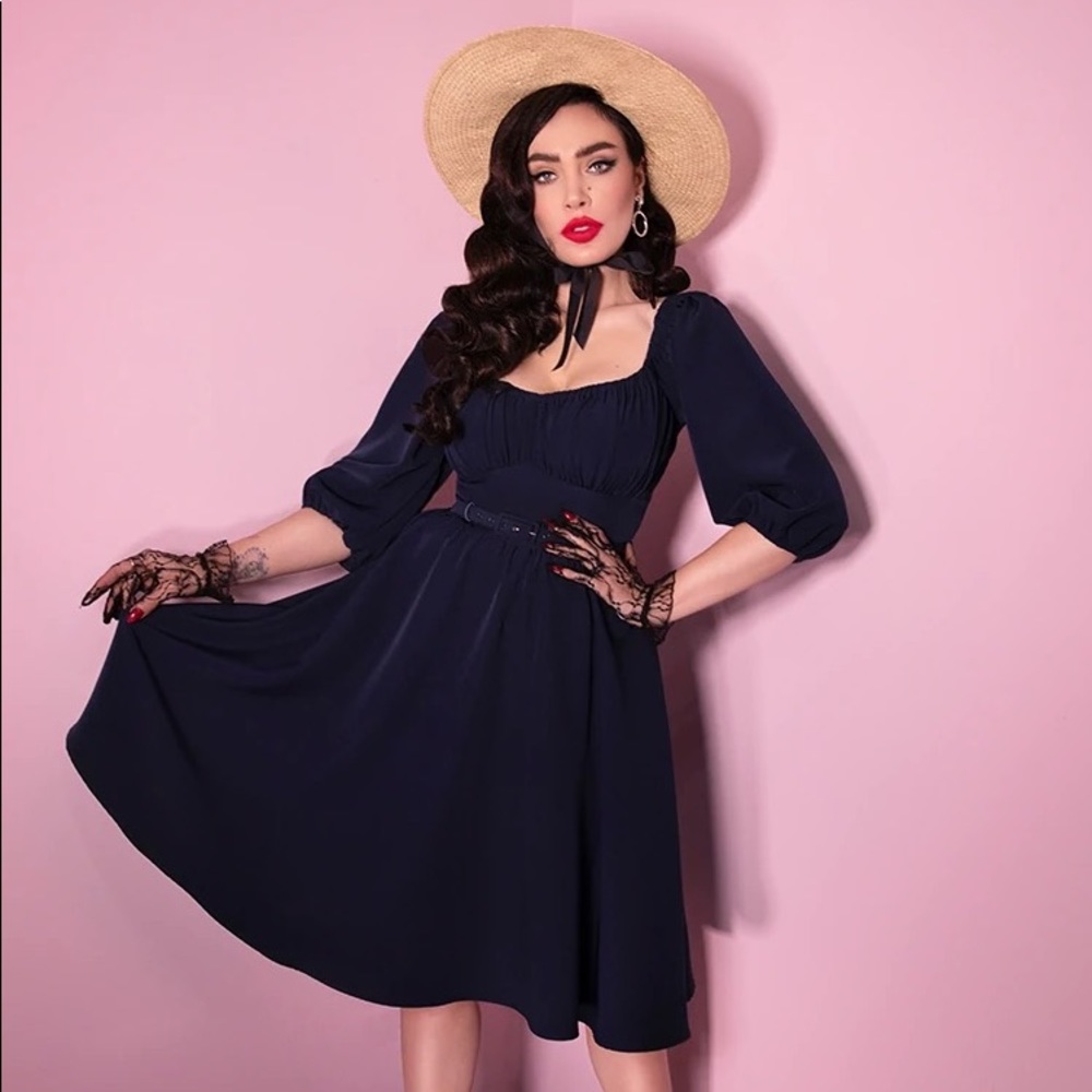 EUC Vixen by Micheline Pitt XL Navy Vacation Dress